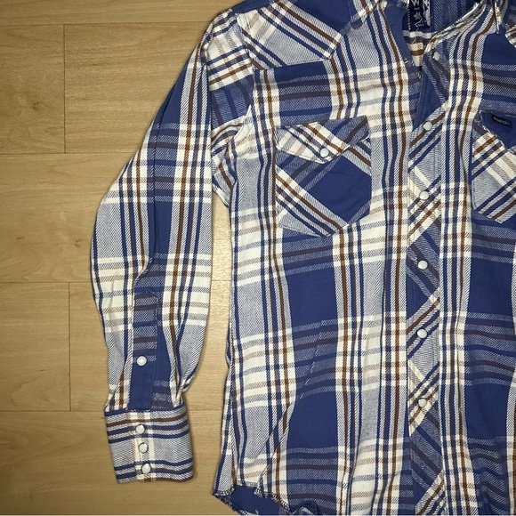 Vintage Mens WRANGLER Preshrunk Snap Up Flannel Western Dress Shirt Size 15.5-33 - Picture 10 of 10